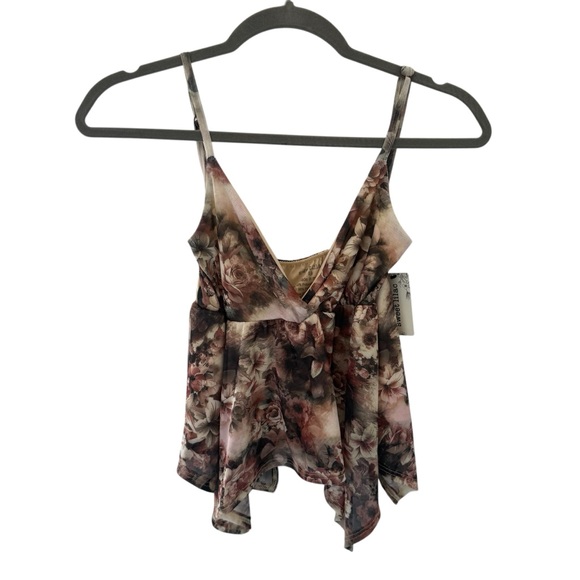 NWT Floral Handkerchief Hem Camisole Tank Top - Blush Taupe Juniors XS - Picture 7 of 7